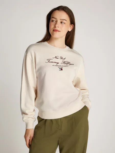 Tommy Hilfiger Bluză Modern Script Écru