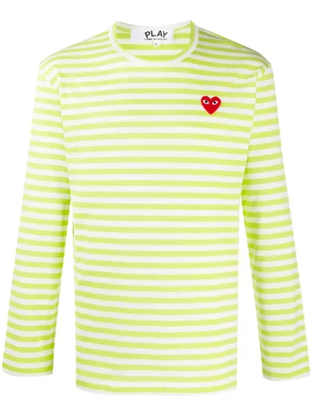 Tricou Comme Des Garcons Play cu dungi verde