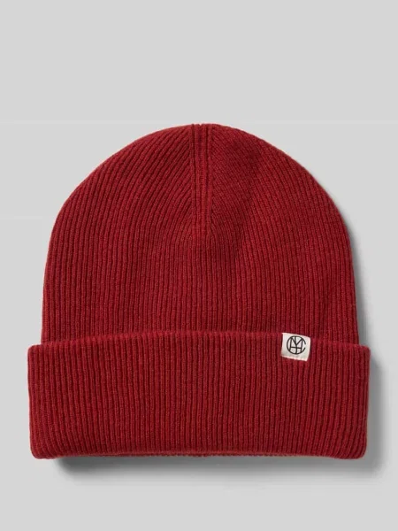 Czapka beanie z wełny z naszywką z logo Msch Copenhagen bordowa