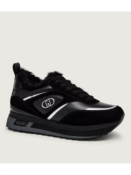 Liu Jo Teniși din piele Maxi Wonder 97 | piele întoarsă negru