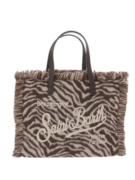 Geantă shopper Mc2 Saint Barth cu franjuri maro