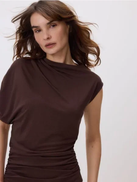 Reserved Блузка асиметрична темно коричневий