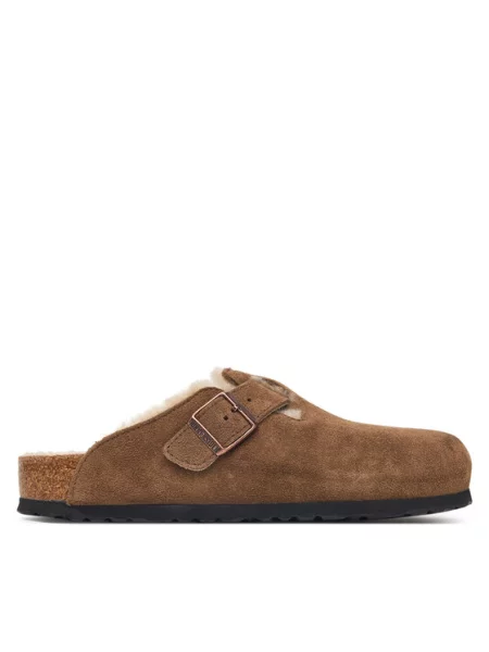 Шлепанцы Birkenstock из овчины коричневые