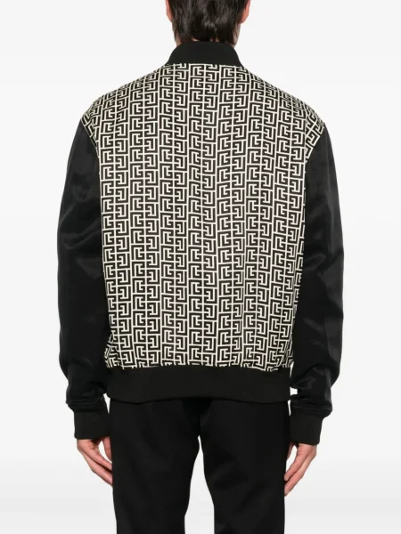 Geacă bomber Balmain cu imprimeu geometric negru
