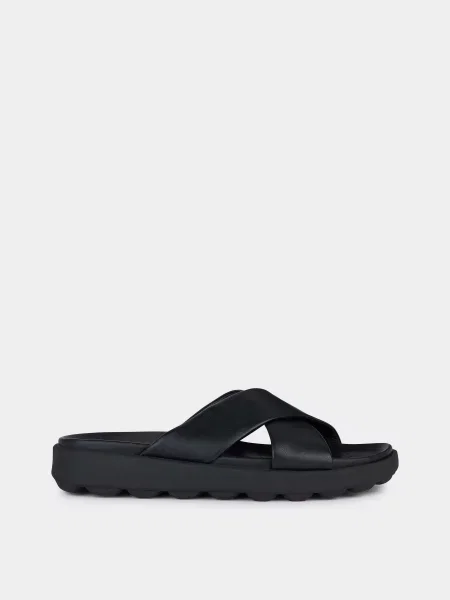 Кожаные шлепанцы Geox черные