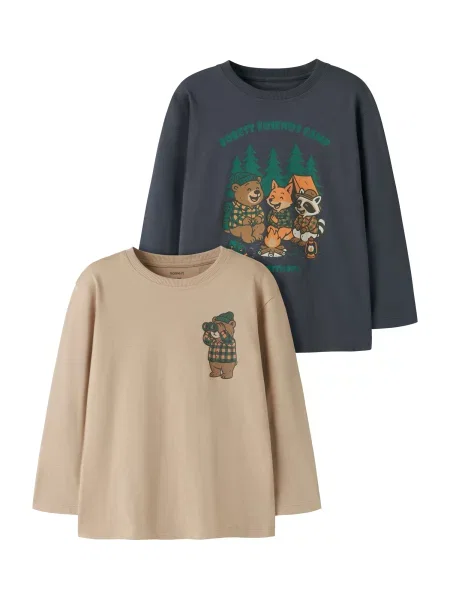NAME IT Tricou NMMVOLIX noapte / maro cappuccino / verde închis / portocaliu albastru