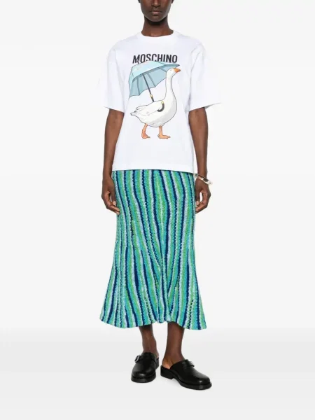 Scurt tricou Moschino cu imagine alb