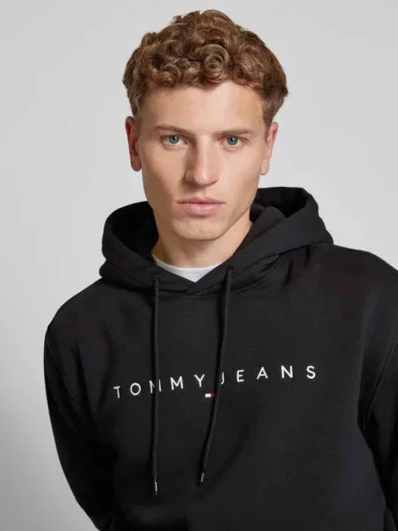 Bluza z kapturem z wyhaftowanym logo Tommy Jeans czarna