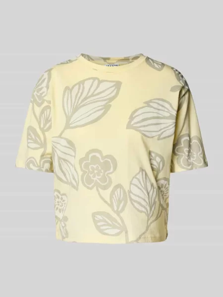 T-shirt z prążkowanym okrągłym dekoltem Jake*s Studio Woman żółta