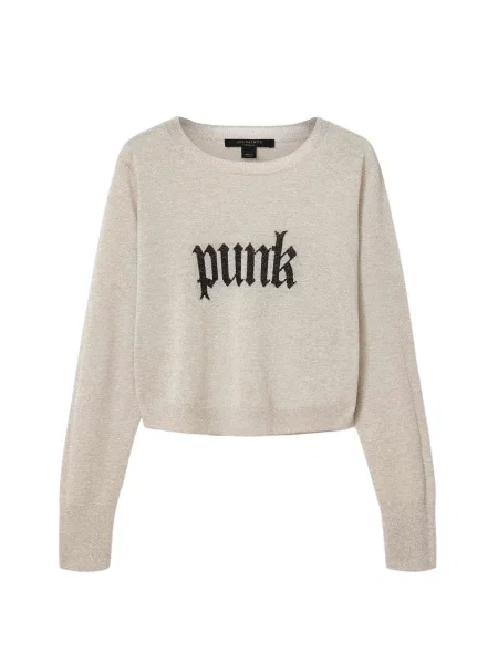 AllSaints Pulover DEETZ negru / alb lână bej