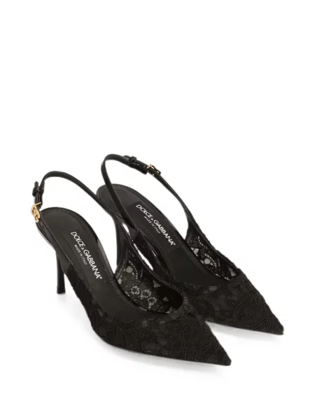 Pantofi cu toc Dolce & Gabbana din dantelă slingback negru