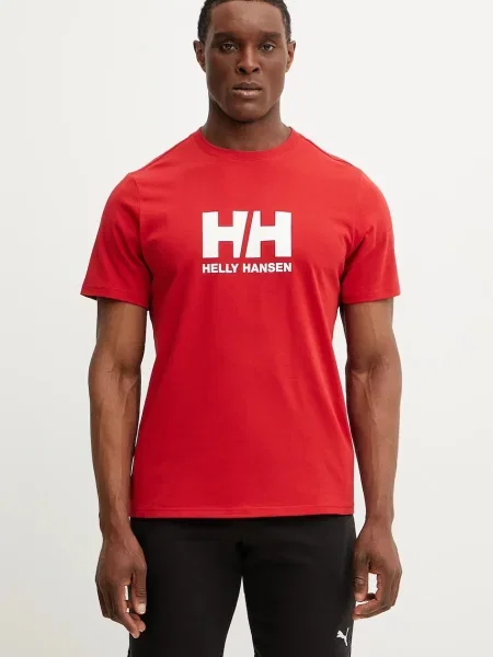 Helly Hansen tricou din HH LOGO bărbați rosu cu imprimeu roșu