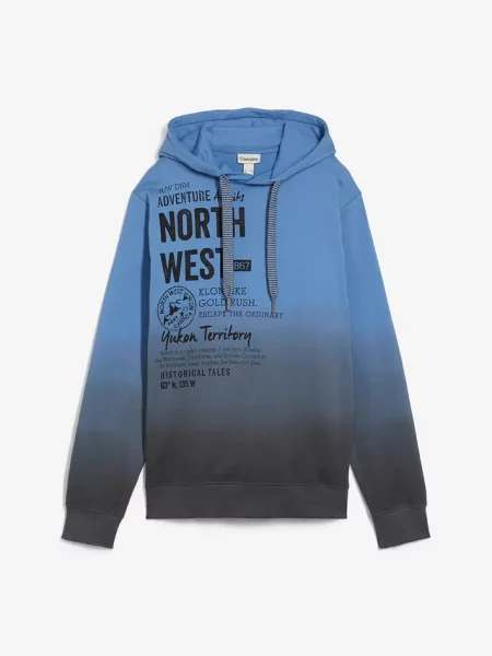 Bluza z kapturem z czystej bawełny niebieska