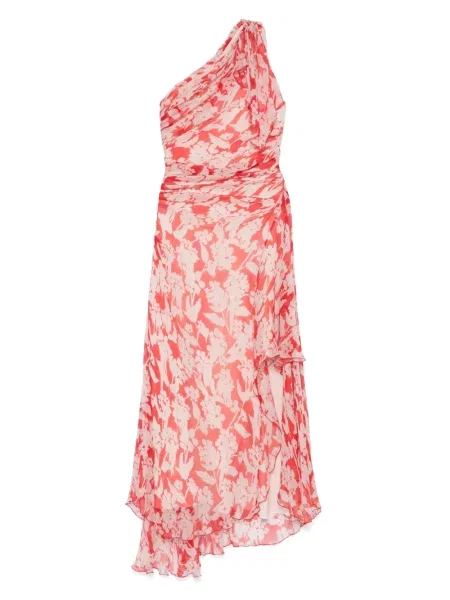 Sukienka midi Victoria Beckham do kolan na jednym ramieniu garniturowa czerwona