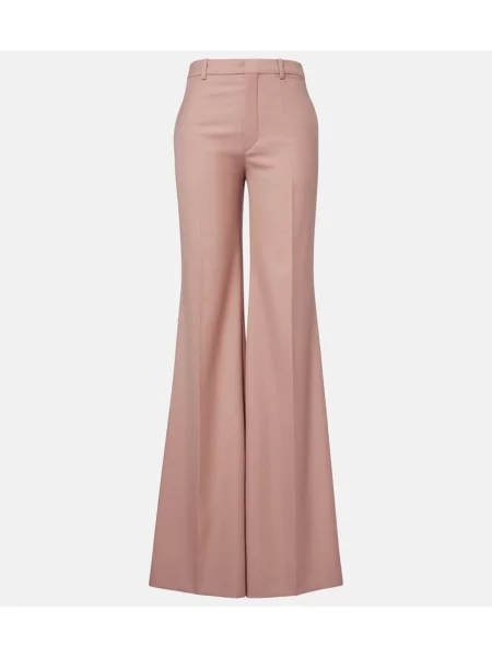 Pantaloni Chloé de lână evazate roz