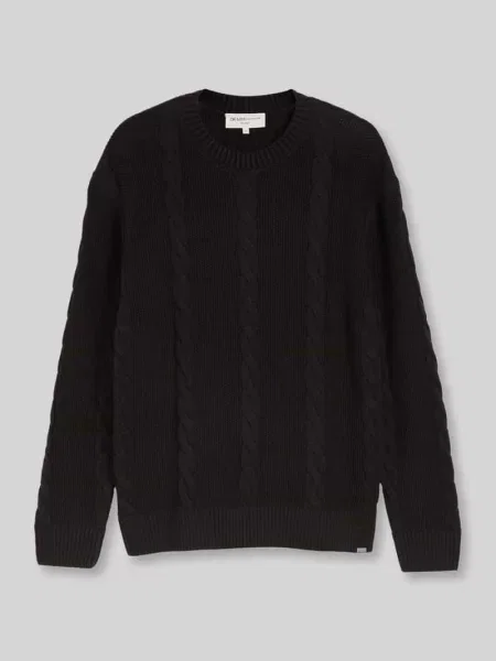 Sweter ze ściegiem warkoczowym i fakturą Tom Tailor Denim czarny