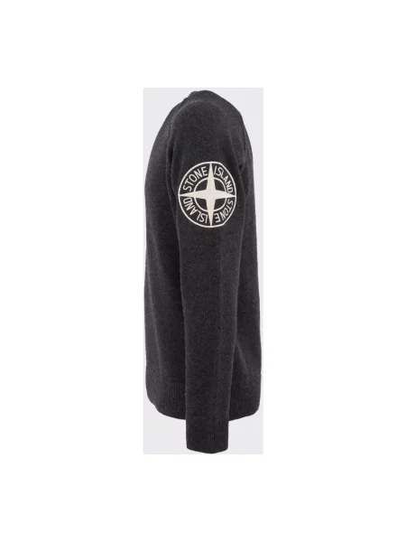 Sweter Stone Island wełniany z kamieniami szary