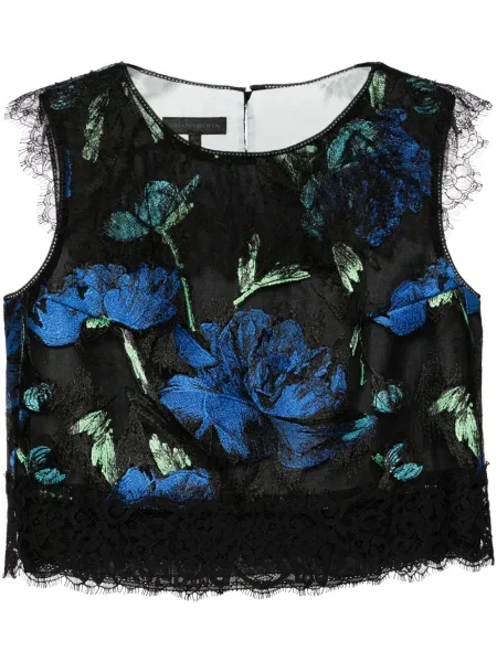 Bluză Shiatzy Chen cu broderie cu model floral negru