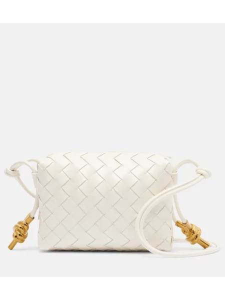 Geanta de piele Bottega Veneta Loop din piele alb
