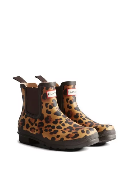 Botine chelsea Hunter cu imagine cu model leopard maro