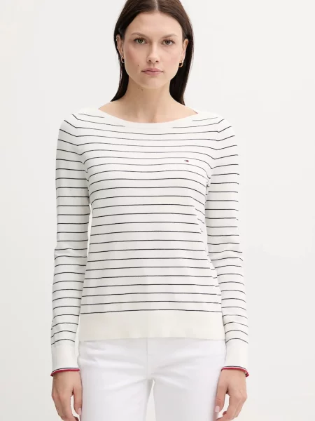 Пуловер Tommy Hilfiger от лека материя бяло