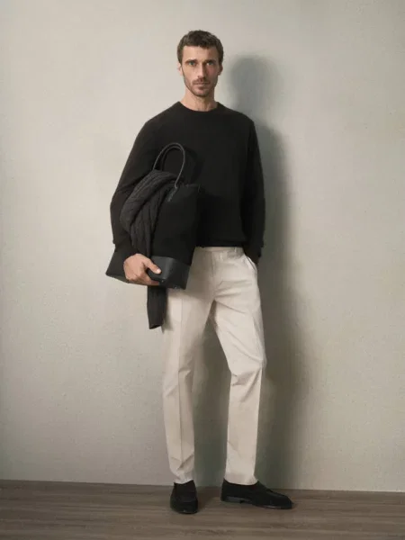 Spodnie slim fit z regulowanym pasem Mężczyzna 44 MANGO MAN beżowy