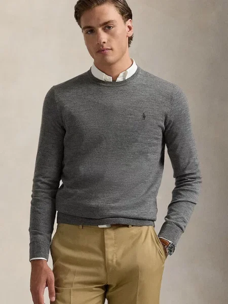 Sweter Ralph Lauren wełniany szary
