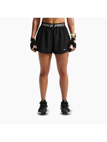 Pantaloni scurți de antrenament pentru femei Nike Pro black/white alb