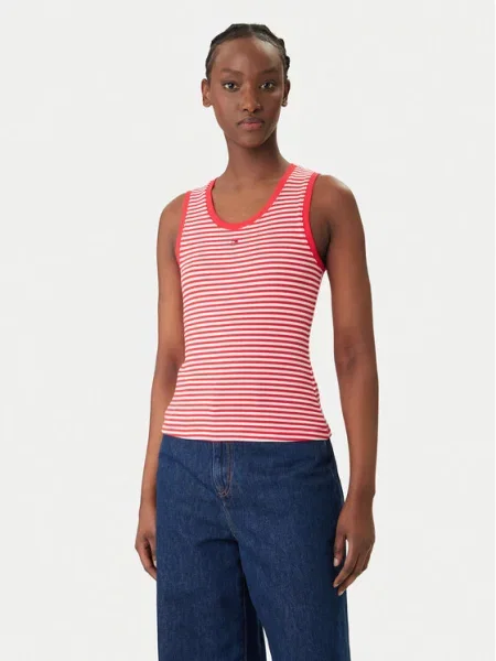 Tommy Jeans Top Essential rdeča