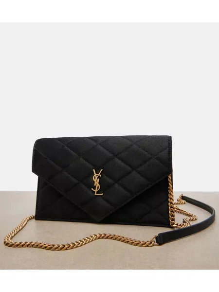 Satenska prešito torbica Saint Laurent črna