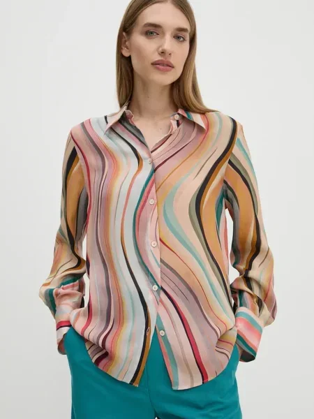 PS Paul Smith camasa din amestec de matase cu guler clasic regular