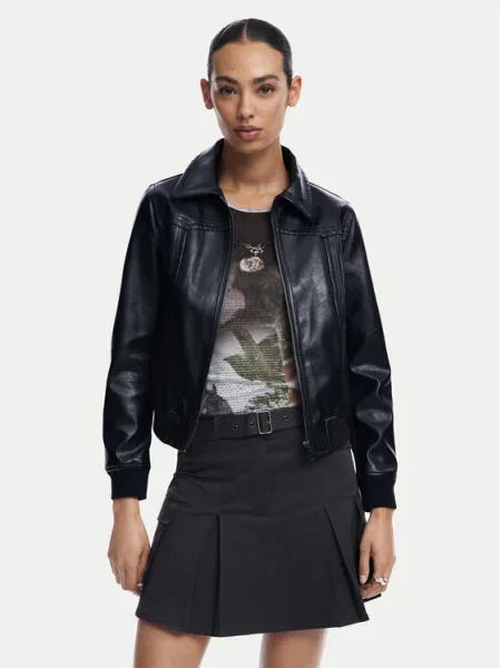 Desigual Geacă din imitație de piele Helsinki negru