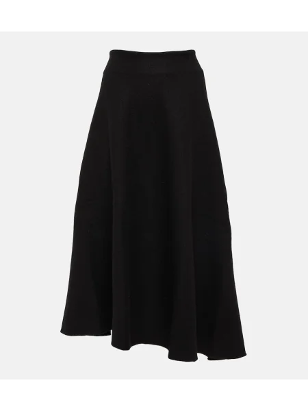 Fustă midi Jil Sander de lână până la genunchi negru