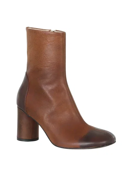 Buty do kostki Tela skórzane brązowe