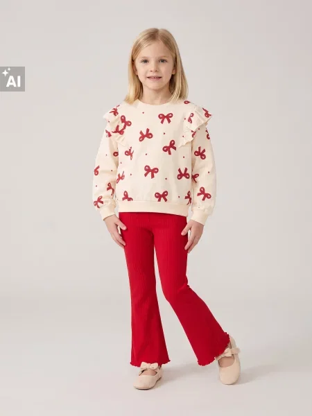 Sinsay Mikina crewneck s bavlnou a motivem mašlí krémová