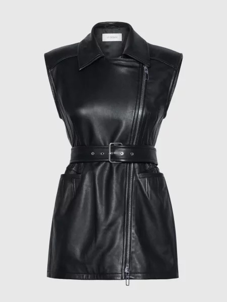 Кожаное платье Max Mara Sportmax черное