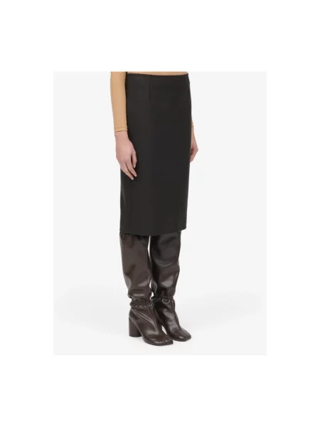 Spódnica midi Mm6 Maison Margiela wełniana brązowa