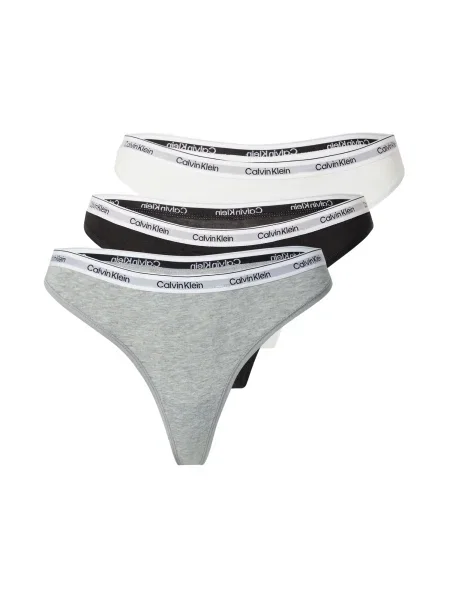 Calvin Klein Tanga gaćice siva / crna bijela