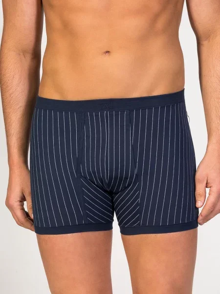 Zd ZERO DEFECTS Boxeri Helios prinstriped Egyptian cotton bleumarin