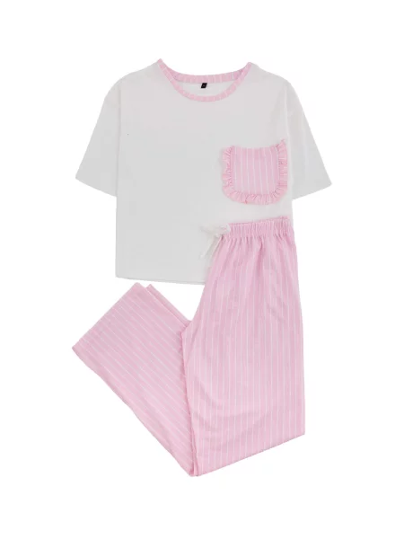 Trendyol Pijama roz alb
