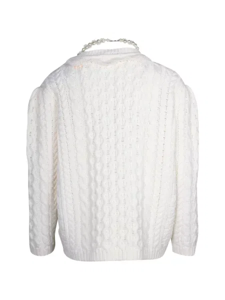 Pulover Simone Rocha cu perle tricotate alb
