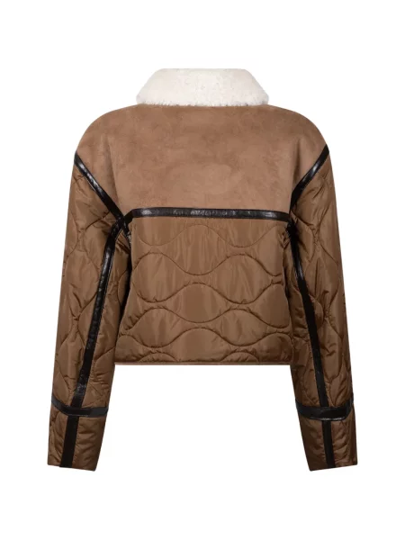 Gulerat matlasat geacă Weekend Max Mara din piele de oaie maro