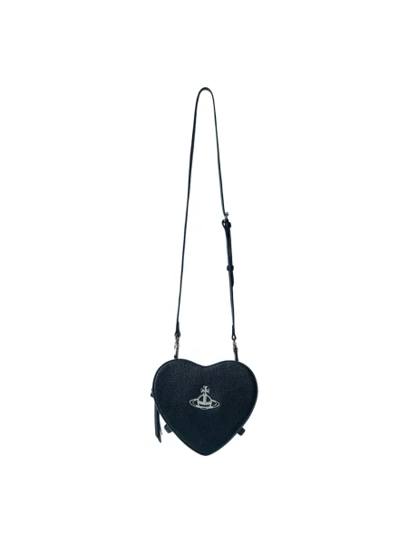 Torebka crossbody Vivienne Westwood skórzana w serca czarna
