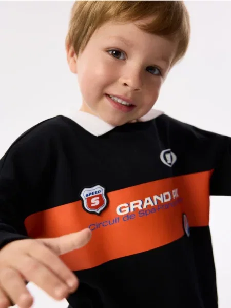Reserved Tričko polo s dlhými rukávmi čierna