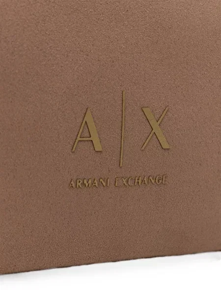 Szarvasbőr shopper táska Armani Exchange autogrammal barna