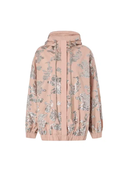 Kurtka bomber Pinko z cekinami różowy