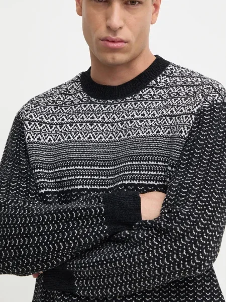 Armani Exchange sweter z domieszką wełny lekki czarny