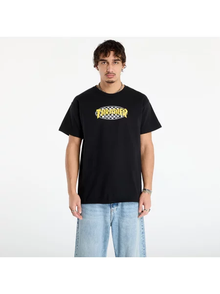 Póló Thrasher Checkered Oval T-Shirt Black S fekete