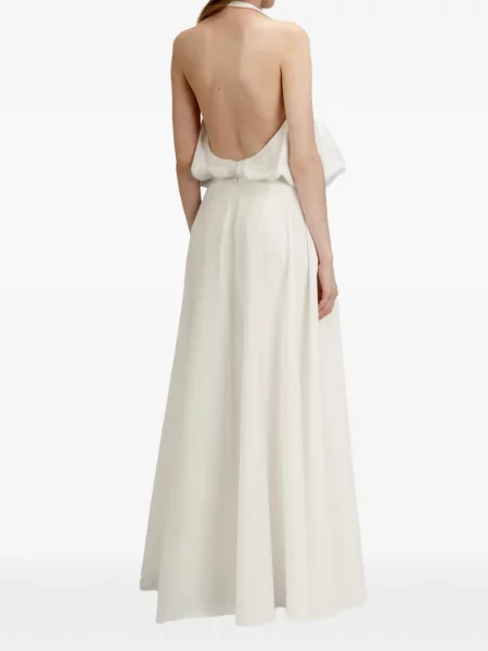 Rochie maxi The Arkow cu gât halter alb