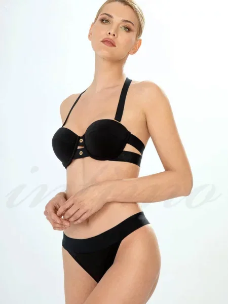 Купальник с уплотнённой чашкой плавки слип синій